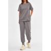 imagePRETTYGARDEN Womens Summer 2 Piece Outfit Tracksuits Casual Short Sleeve Tops High Waisted Sweatpants SetGrey