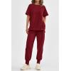 imagePRETTYGARDEN Womens Summer 2 Piece Outfit Tracksuits Casual Short Sleeve Tops High Waisted Sweatpants SetWine Red