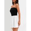 imagePRETTYGARDEN Womens Summer Strapless Mini Party Dress 2025 Casual Tube Top Ruffle A Line Short Patchwork SundressesBlack White