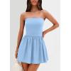 imagePRETTYGARDEN Womens Summer Strapless Mini Party Dress 2025 Casual Tube Top Ruffle A Line Short Patchwork SundressesLight Blue