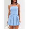 imagePRETTYGARDEN Womens Summer Strapless Mini Party Dress 2025 Casual Tube Top Ruffle A Line Short Patchwork SundressesLight Blue
