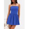 imagePRETTYGARDEN Womens Summer Strapless Mini Party Dress 2025 Casual Tube Top Ruffle A Line Short Patchwork SundressesRoyal Blue