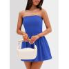 imagePRETTYGARDEN Womens Summer Strapless Mini Party Dress 2025 Casual Tube Top Ruffle A Line Short Patchwork SundressesRoyal Blue