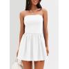 imagePRETTYGARDEN Womens Summer Strapless Mini Party Dress 2025 Casual Tube Top Ruffle A Line Short Patchwork SundressesWhite