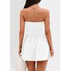 imagePRETTYGARDEN Womens Summer Strapless Mini Party Dress 2025 Casual Tube Top Ruffle A Line Short Patchwork SundressesWhite