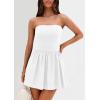 imagePRETTYGARDEN Womens Summer Strapless Mini Party Dress 2025 Casual Tube Top Ruffle A Line Short Patchwork SundressesWhite