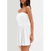 imagePRETTYGARDEN Womens Summer Strapless Mini Party Dress 2025 Casual Tube Top Ruffle A Line Short Patchwork SundressesWhite