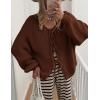 imagePRETTYGARDEN Womens Tie Front Bow Cardigan Sweaters Chunky Knit Long Puff Sleeve Trendy Fall Winter Jacket CoatsCaramel