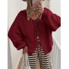 imagePRETTYGARDEN Womens Tie Front Bow Cardigan Sweaters Chunky Knit Long Puff Sleeve Trendy Fall Winter Jacket CoatsWine Red