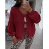 imagePRETTYGARDEN Womens Tie Front Bow Cardigan Sweaters Chunky Knit Long Puff Sleeve Trendy Fall Winter Jacket CoatsWine Red