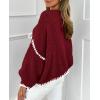 imagePRETTYGARDEN Womens Tie Front Bow Cardigan Sweaters Chunky Knit Long Puff Sleeve Trendy Fall Winter Jacket CoatsWine Red White