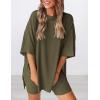 imagePRETTYGARDEN Womens Two Piece Lounge Set 2025 Summer Casual Oversized Shirts Biker Shorts Matching Airport Travel OutfitArmy Green
