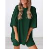 imagePRETTYGARDEN Womens Two Piece Lounge Set 2025 Summer Casual Oversized Shirts Biker Shorts Matching Airport Travel OutfitDark Green