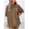 imagePRETTYGARDEN Womens Two Piece Lounge Set 2025 Summer Casual Oversized Shirts Biker Shorts Matching Airport Travel OutfitDark Khaki