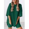 imagePRETTYGARDEN Womens Two Piece Lounge Set 2025 Summer Casual Oversized Shirts Biker Shorts Matching Airport Travel OutfitGreen