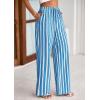 imagePRETTYGARDEN Womens Wide Leg Lounge Pants 2025 Summer Drawstring Elastic Waist Comfy Striped Pajama Bottoms Trendy ClothesStriped Grey Blue