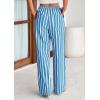 imagePRETTYGARDEN Womens Wide Leg Lounge Pants 2025 Summer Drawstring Elastic Waist Comfy Striped Pajama Bottoms Trendy ClothesStriped Grey Blue