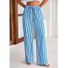 imagePRETTYGARDEN Womens Wide Leg Lounge Pants 2025 Summer Drawstring Elastic Waist Comfy Striped Pajama Bottoms Trendy ClothesStriped Grey Blue