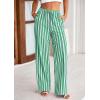 imagePRETTYGARDEN Womens Wide Leg Lounge Pants 2025 Summer Drawstring Elastic Waist Comfy Striped Pajama Bottoms Trendy ClothesStriped Grey Blue Green