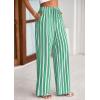 imagePRETTYGARDEN Womens Wide Leg Lounge Pants 2025 Summer Drawstring Elastic Waist Comfy Striped Pajama Bottoms Trendy ClothesStriped Grey Blue Green