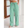 imagePRETTYGARDEN Womens Wide Leg Lounge Pants 2025 Summer Drawstring Elastic Waist Comfy Striped Pajama Bottoms Trendy ClothesStriped Grey Blue Green