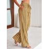 imagePRETTYGARDEN Womens Wide Leg Lounge Pants 2025 Summer Drawstring Elastic Waist Comfy Striped Pajama Bottoms Trendy ClothesStriped Khaki Army Green