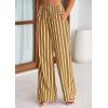 imagePRETTYGARDEN Womens Wide Leg Lounge Pants 2025 Summer Drawstring Elastic Waist Comfy Striped Pajama Bottoms Trendy ClothesStriped Khaki Army Green
