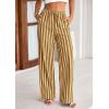 imagePRETTYGARDEN Womens Wide Leg Lounge Pants 2025 Summer Drawstring Elastic Waist Comfy Striped Pajama Bottoms Trendy ClothesStriped Khaki Army Green