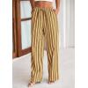 imagePRETTYGARDEN Womens Wide Leg Lounge Pants 2025 Summer Drawstring Elastic Waist Comfy Striped Pajama Bottoms Trendy ClothesStriped Khaki Army Green