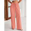 imagePRETTYGARDEN Womens Wide Leg Lounge Pants 2025 Summer Drawstring Elastic Waist Comfy Striped Pajama Bottoms Trendy ClothesStriped Pink Orange