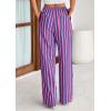 imagePRETTYGARDEN Womens Wide Leg Lounge Pants 2025 Summer Drawstring Elastic Waist Comfy Striped Pajama Bottoms Trendy ClothesStriped Rose Pink Dark Blue