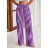 imagePRETTYGARDEN Womens Wide Leg Lounge Pants 2025 Summer Drawstring Elastic Waist Comfy Striped Pajama Bottoms Trendy ClothesStriped Rose Pink Dark Blue