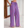 imagePRETTYGARDEN Womens Wide Leg Lounge Pants 2025 Summer Drawstring Elastic Waist Comfy Striped Pajama Bottoms Trendy ClothesStriped Rose Pink Dark Blue