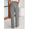 imagePRETTYGARDEN Womens Wide Leg Lounge Pants 2025 Summer Drawstring Elastic Waist Comfy Striped Pajama Bottoms Trendy ClothesStriped White Black
