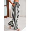 imagePRETTYGARDEN Womens Wide Leg Lounge Pants 2025 Summer Drawstring Elastic Waist Comfy Striped Pajama Bottoms Trendy ClothesStriped White Black