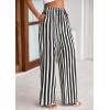 imagePRETTYGARDEN Womens Wide Leg Lounge Pants 2025 Summer Drawstring Elastic Waist Comfy Striped Pajama Bottoms Trendy ClothesStriped White Black