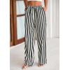 imagePRETTYGARDEN Womens Wide Leg Lounge Pants 2025 Summer Drawstring Elastic Waist Comfy Striped Pajama Bottoms Trendy ClothesStriped White Black