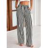 imagePRETTYGARDEN Womens Wide Leg Lounge Pants 2025 Summer Drawstring Elastic Waist Comfy Striped Pajama Bottoms Trendy ClothesStriped White Black