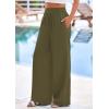 imagePRETTYGARDEN Womens Wide Leg Pants Casual 2025 Elastic Waist Loose Flowy Palazzo Pants Trousers with PocketsArmy Green