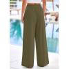 imagePRETTYGARDEN Womens Wide Leg Pants Casual 2025 Elastic Waist Loose Flowy Palazzo Pants Trousers with PocketsArmy Green