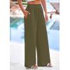imagePRETTYGARDEN Womens Wide Leg Pants Casual 2025 Elastic Waist Loose Flowy Palazzo Pants Trousers with PocketsArmy Green