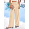 imagePRETTYGARDEN Womens Wide Leg Pants Casual 2025 Elastic Waist Loose Flowy Palazzo Pants Trousers with PocketsBeige