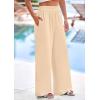 imagePRETTYGARDEN Womens Wide Leg Pants Casual 2025 Elastic Waist Loose Flowy Palazzo Pants Trousers with PocketsBeige