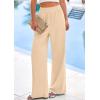 imagePRETTYGARDEN Womens Wide Leg Pants Casual 2025 Elastic Waist Loose Flowy Palazzo Pants Trousers with PocketsBeige