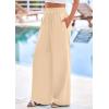 imagePRETTYGARDEN Womens Wide Leg Pants Casual 2025 Elastic Waist Loose Flowy Palazzo Pants Trousers with PocketsBeige