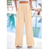 imagePRETTYGARDEN Womens Wide Leg Pants Casual 2025 Elastic Waist Loose Flowy Palazzo Pants Trousers with PocketsBeige