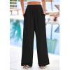 imagePRETTYGARDEN Womens Wide Leg Pants Casual 2025 Elastic Waist Loose Flowy Palazzo Pants Trousers with PocketsBlack