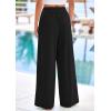 imagePRETTYGARDEN Womens Wide Leg Pants Casual 2025 Elastic Waist Loose Flowy Palazzo Pants Trousers with PocketsBlack