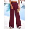 imagePRETTYGARDEN Womens Wide Leg Pants Casual 2025 Elastic Waist Loose Flowy Palazzo Pants Trousers with PocketsDark Wine Red