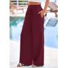 imagePRETTYGARDEN Womens Wide Leg Pants Casual 2025 Elastic Waist Loose Flowy Palazzo Pants Trousers with PocketsDark Wine Red